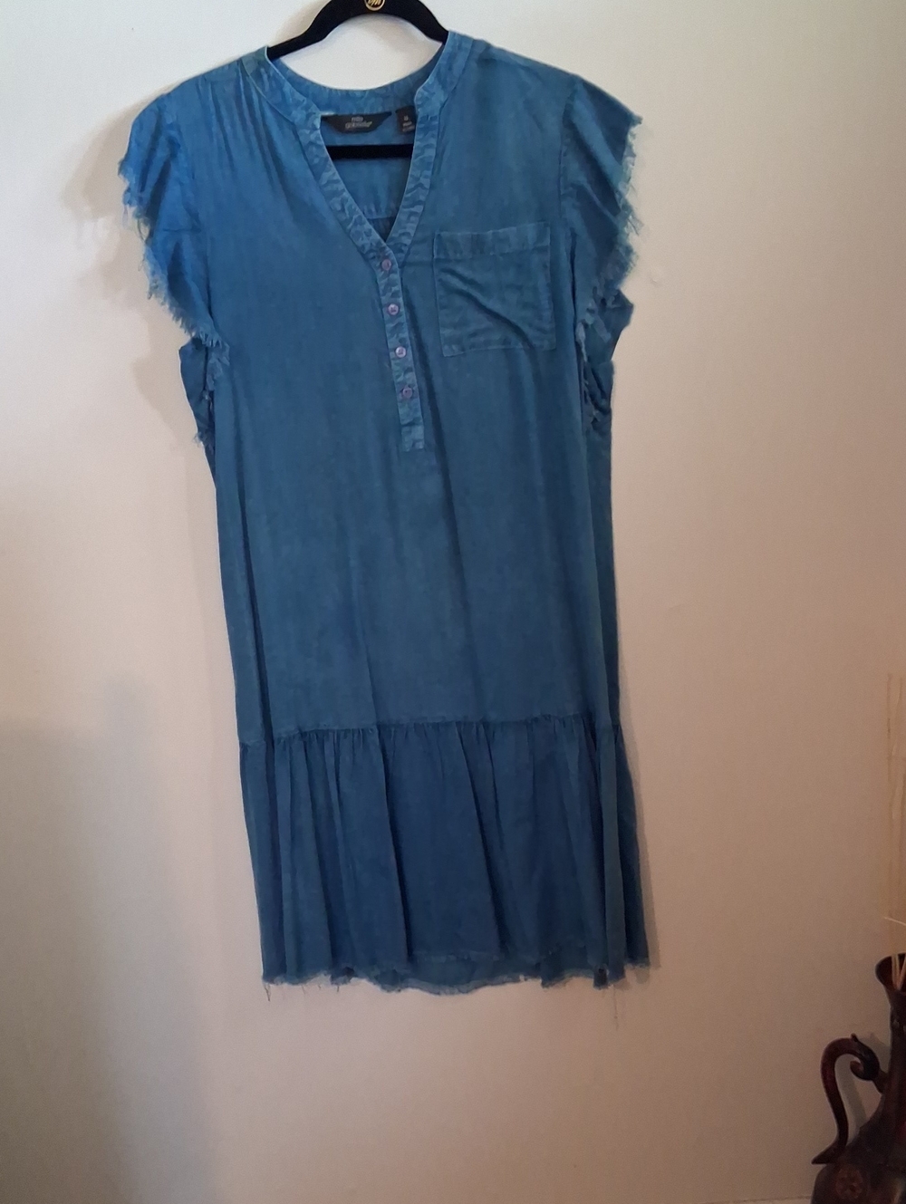 Mlle Gabrielle Blue Chambray High-Low Dress